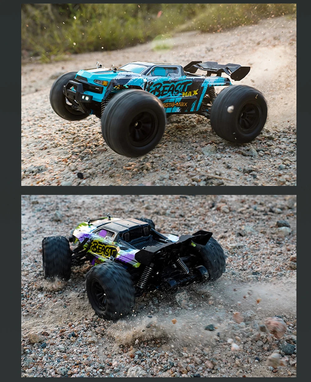 1:16 ZLL SG116MAX RC Car – 80KM/H 4WD High-Speed Off-Road Drift Monster Truck with LED Lights, Remote Control vs WLtoys 144001