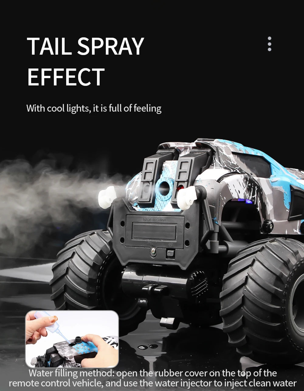 360° Spin Dancing 2WD RC Car – Off-Road Stunt Vehicle with Spray and LED Lights, Drift Monster Truck for Children