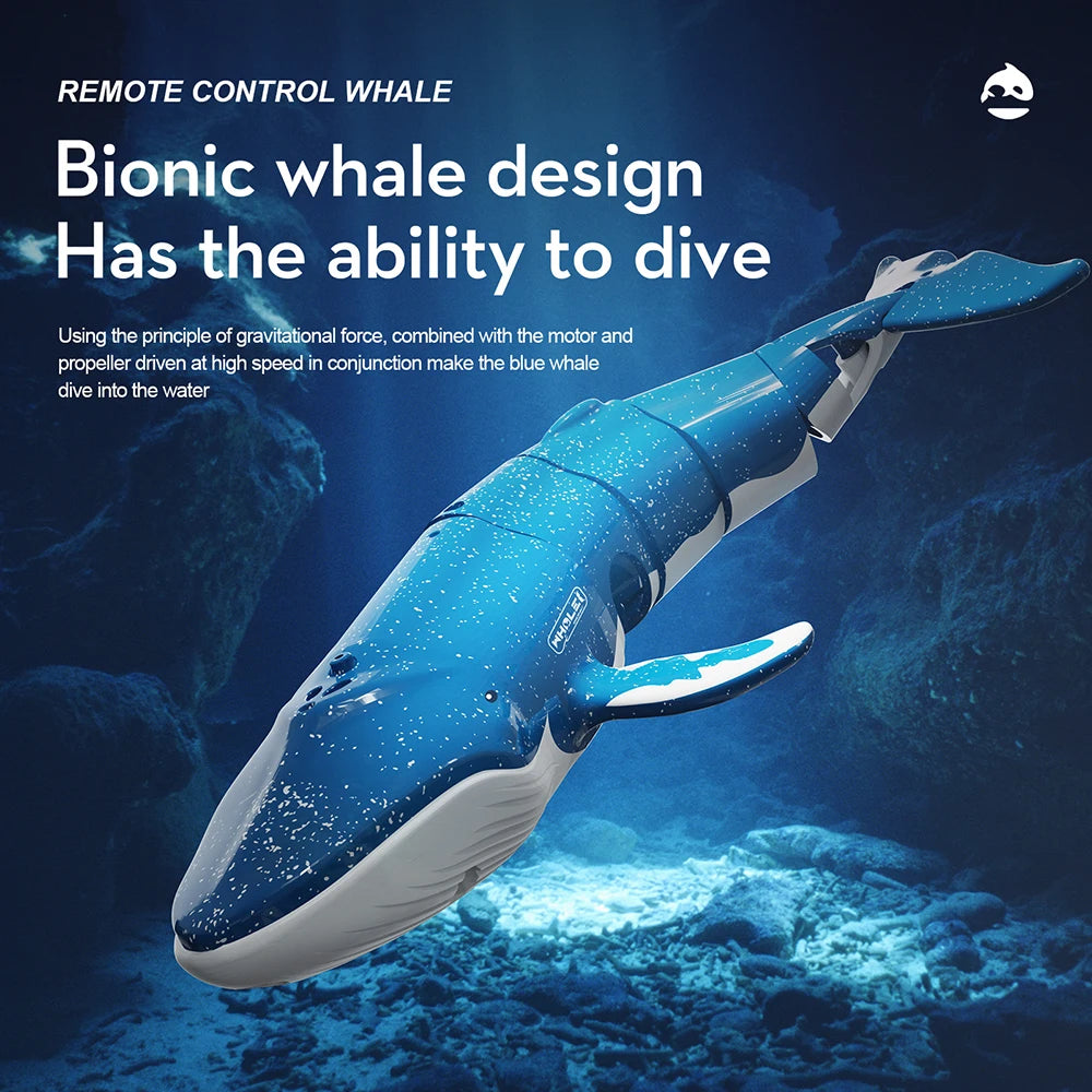 LS-B4 RC Boat Simulation Whale Remote Control  Submarine Waterproof Diving Toy Simulation Model Gift for Kids Boys Girls Gift