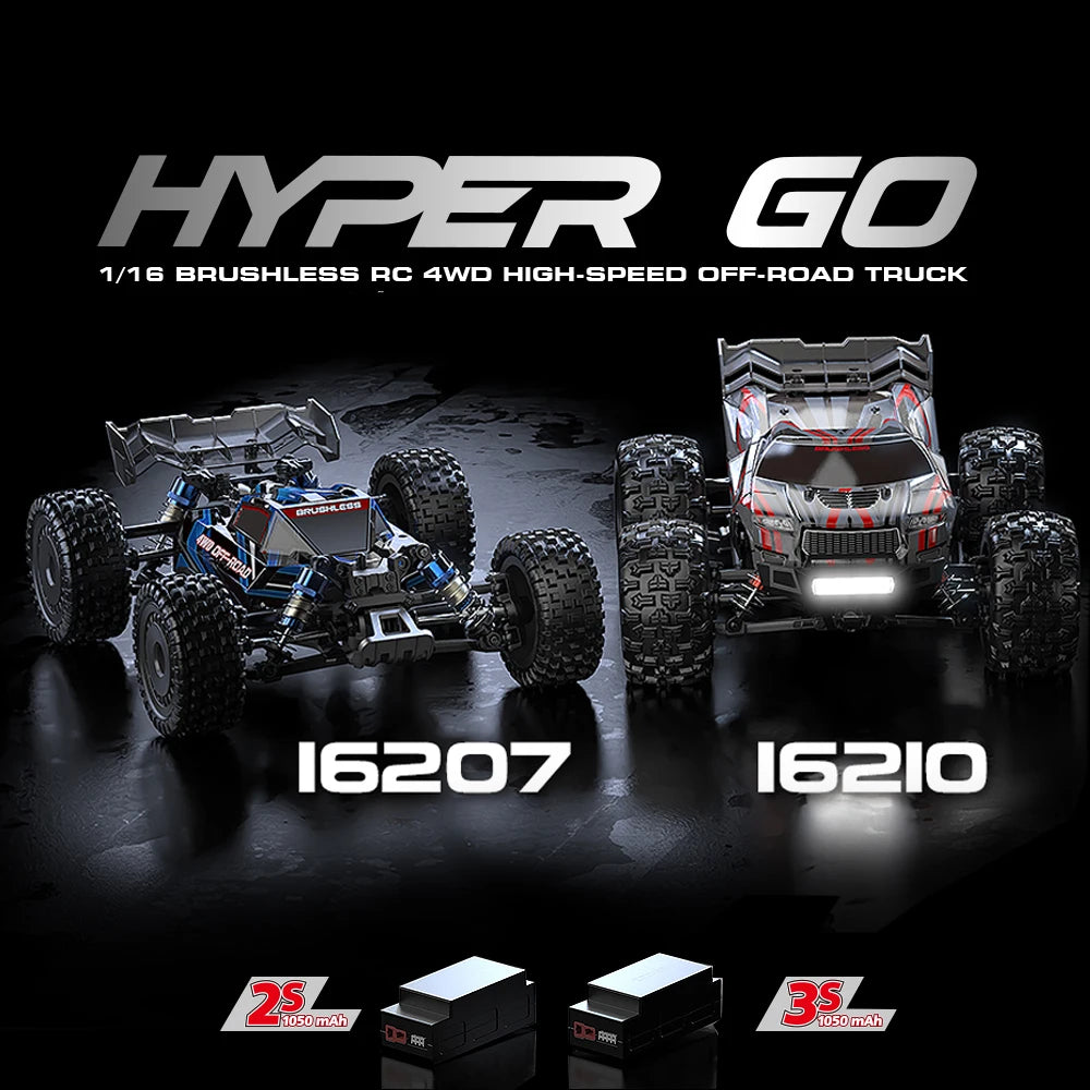 MJX Hyper Go 16207/16208/16210 1/16 RC Car – 70KM/H Brushless 4WD High-Speed Off-Road Drift Truck for Kids vs WLtoys 144010