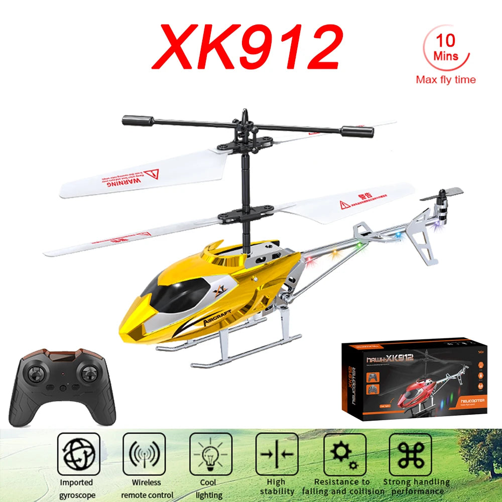 XK912 RC Helicopter – 2.5CH Infrared Remote Control with Light, Alloy Aircraft Toy for Children