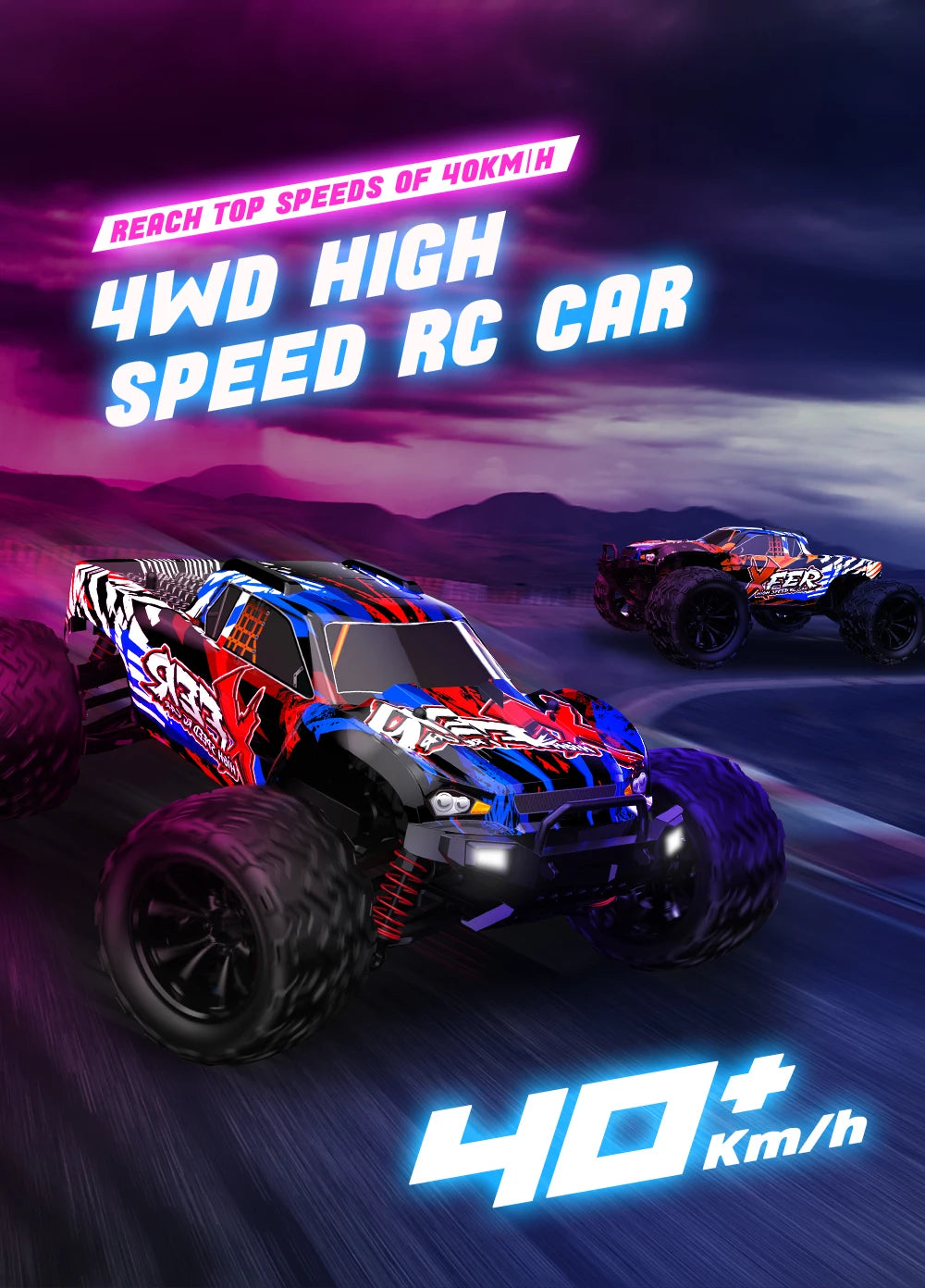 1:16 Scale 4WD 40KM/H RC Buggy – Off-Road Drift Truck with LED Lights for Kids