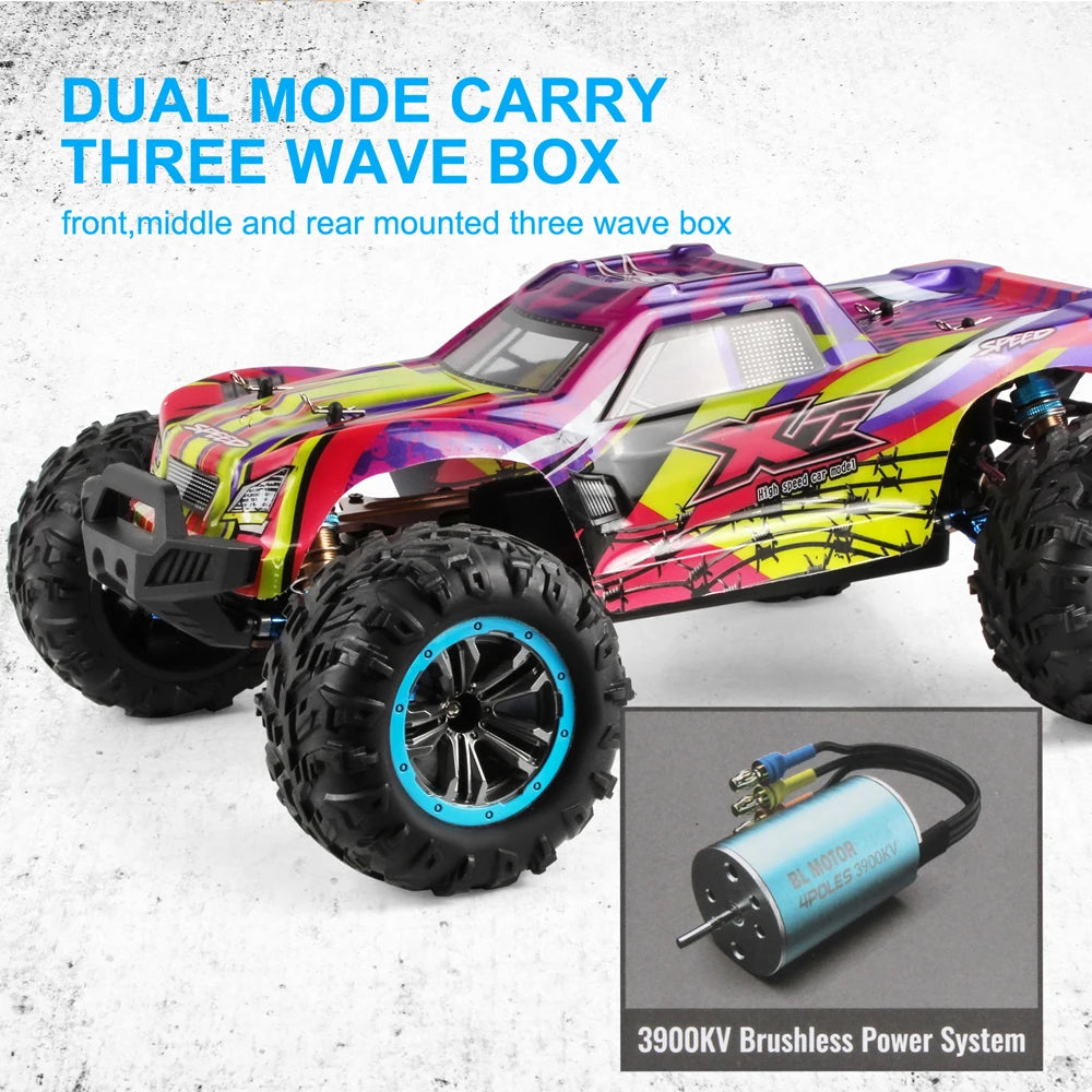 80KM/H XLF F22A RC Car – 1:10 4WD Brushless Motor Monster Truck with 2.4G Remote Control and All-Metal Undercarriage