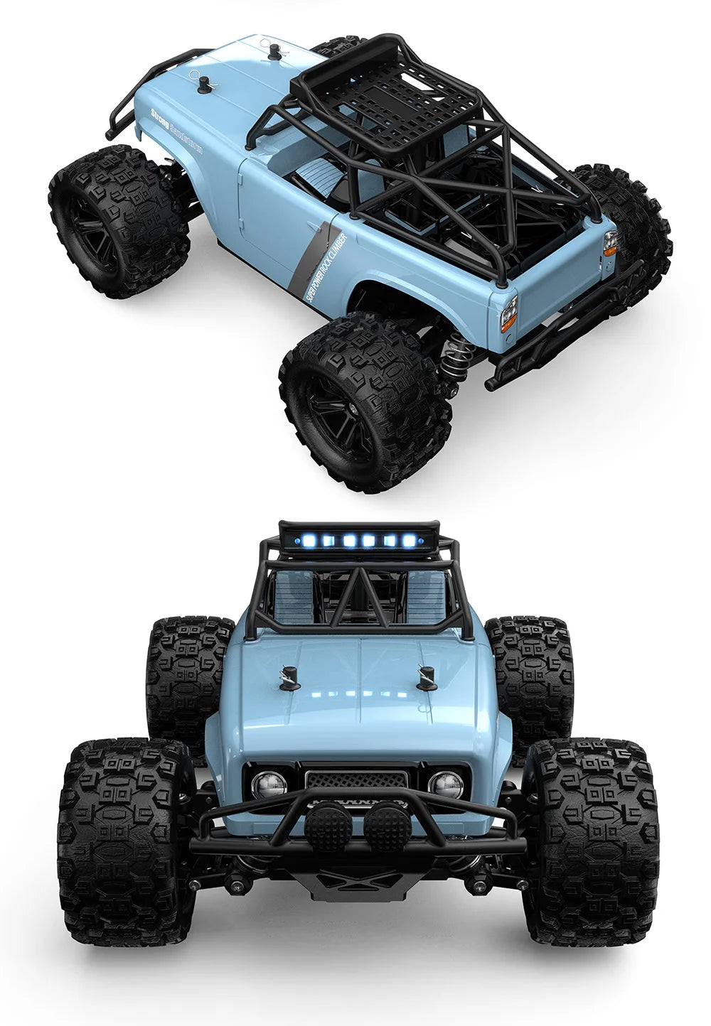 1:18 Scale Off-Road RC Car – 40KM/H High-Speed Rock Crawler with LED Lights, 4WD 2.4GHz Remote Control Monster Truck Toy