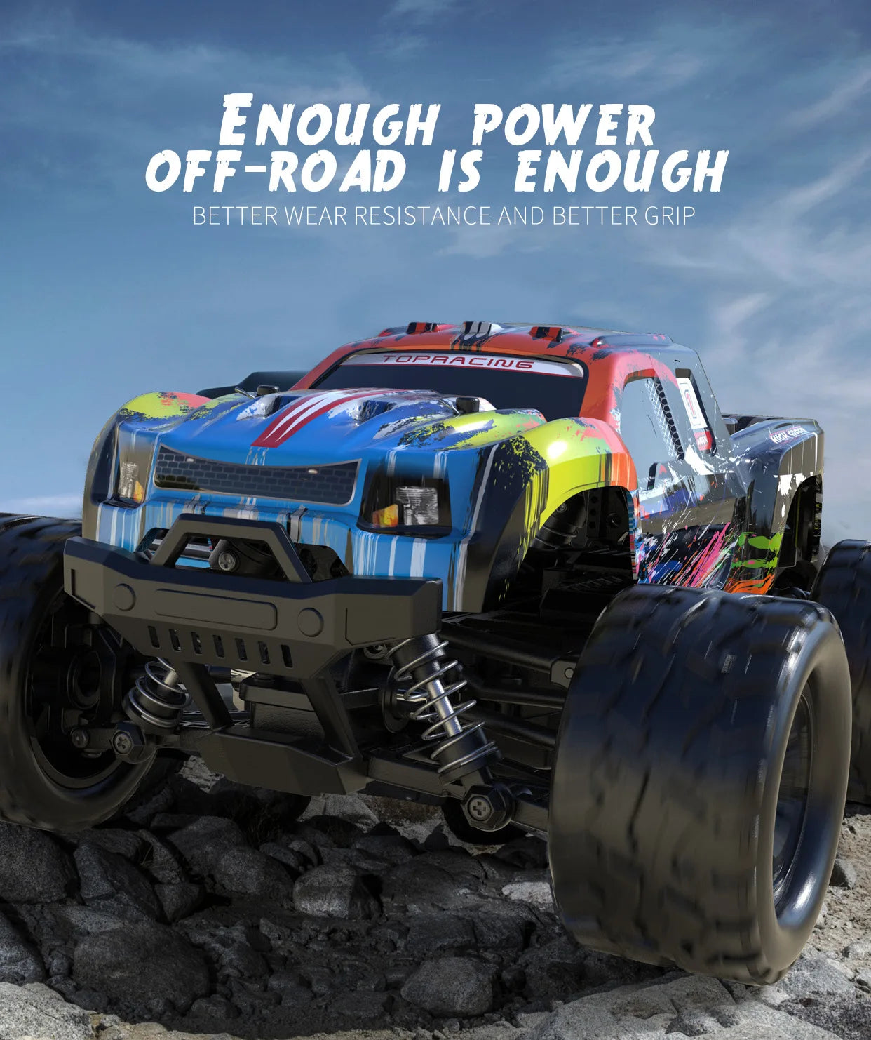 1/18 Scale RC Monster Trucks – 4WD Off-Road with 38KM/H High Speed and 2.4 GHz Remote Control All-Terrain Car Toys