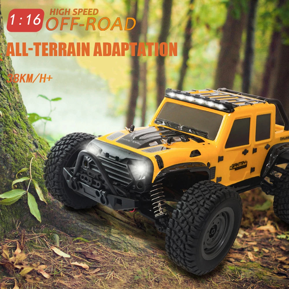 1:16 38KM/H RTR Version RC Car – 4WD High-Speed Off-Road Rock Crawler with LED Lights and 2.4G Remote Control