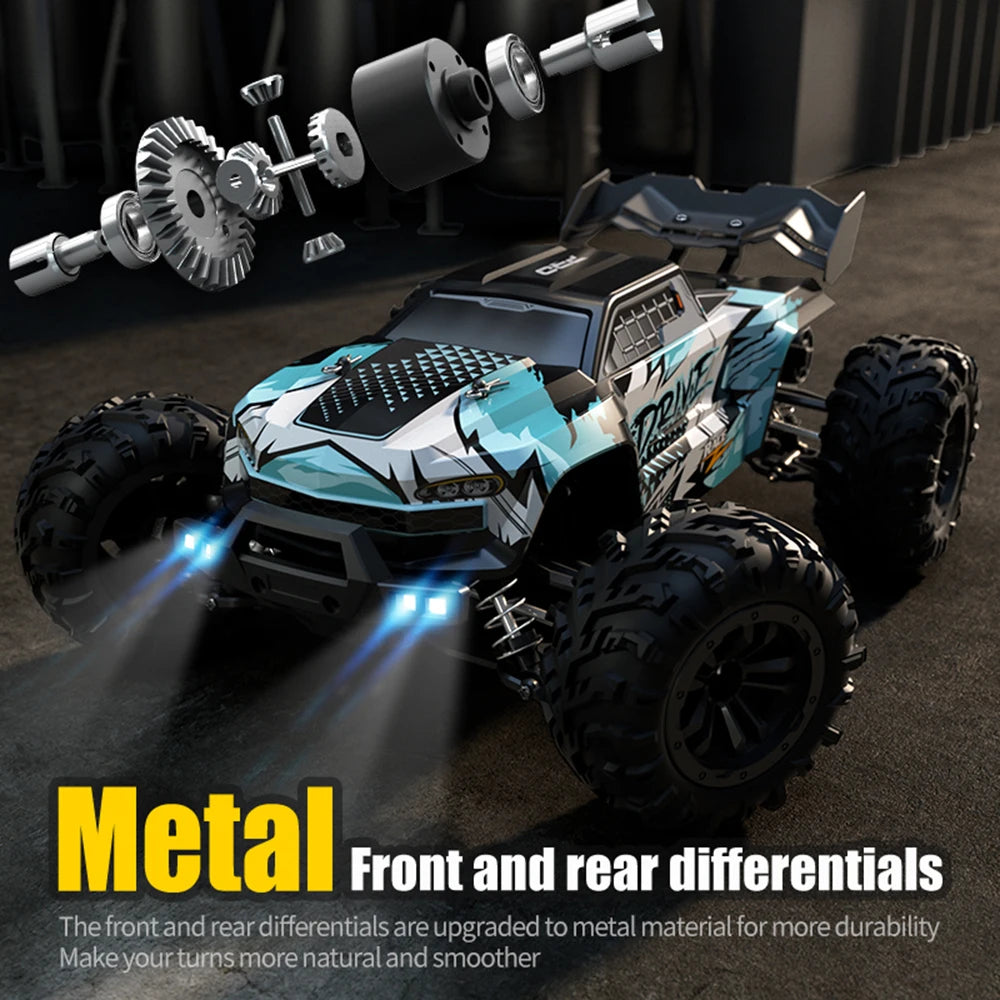 High-Speed 1:16 RC Car – 70KM/H 4WD Off-Road Car with LED Lights, 2.4G Radio Remote Control, Brushless Motor, for Kids