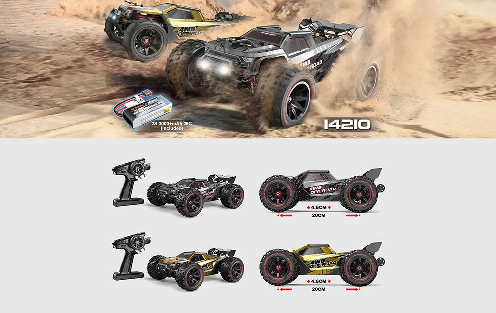 MJX 14210/14209 1:14 RC Car – 80KM/H Brushless 4WD High-Speed Off-Road Drift Monster Truck vs. WLtoys 144010