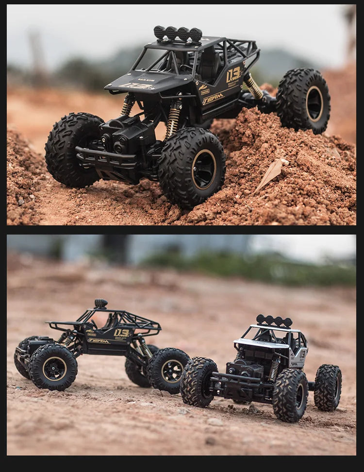 High-Performance 1:16 RC Rock Crawler – 4WD Off-Road Truck with LED Lights and Remote Control vs. WLtoys