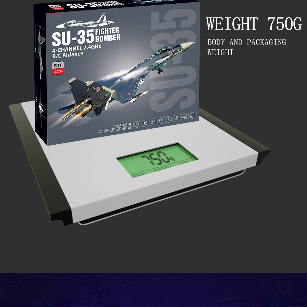 SU-35 RC Airplane – 52.5CM 2.4G Remote Control Glider with LED Lights, 6D Inverted Flight Stunts, EPP Foam Aircraft