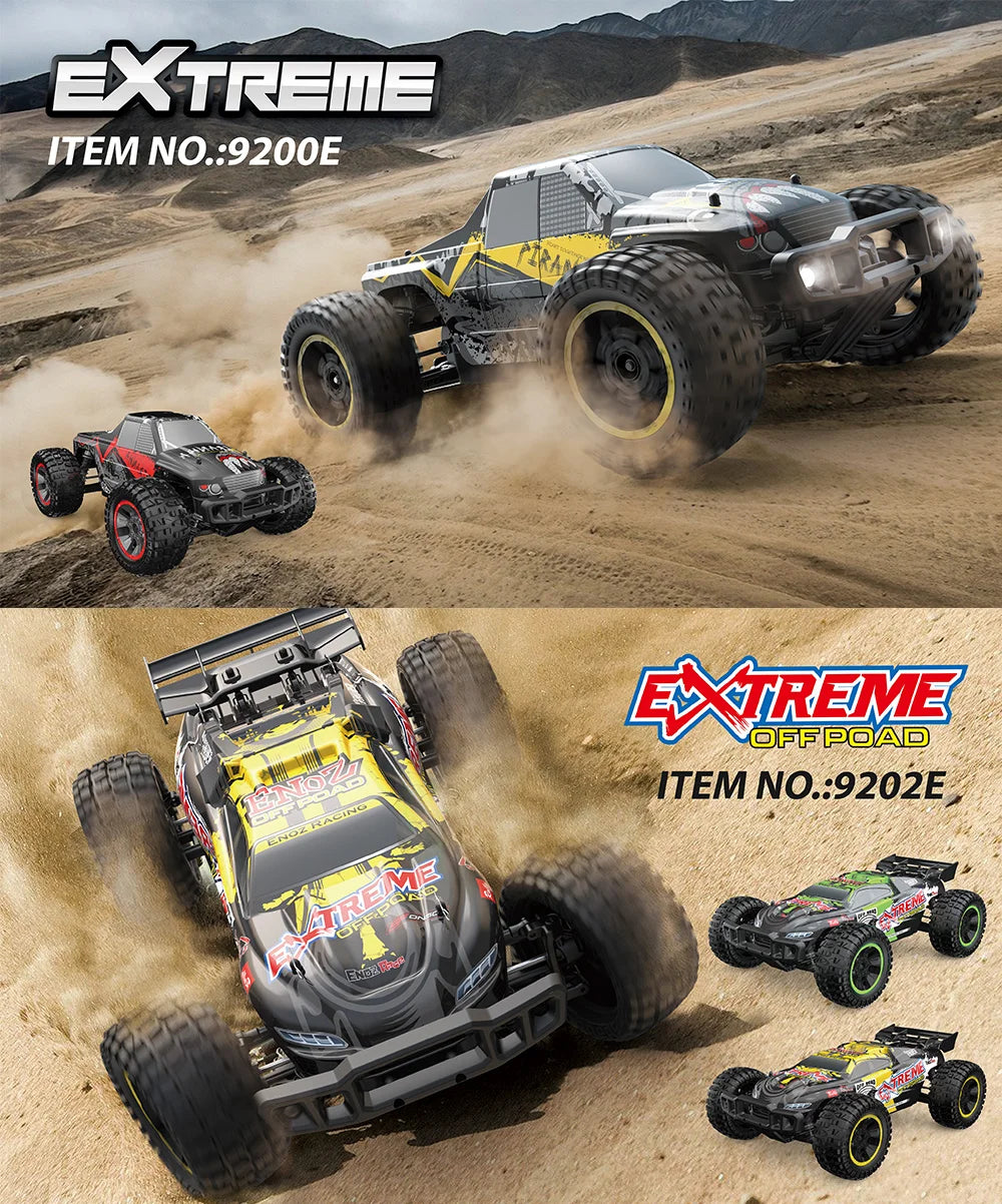 EONZE 9204E 1:10 RC Car – 48KM/H 4WD Drift Monster Truck with LED Lights and Hydraulic Shock Absorbers for Kids