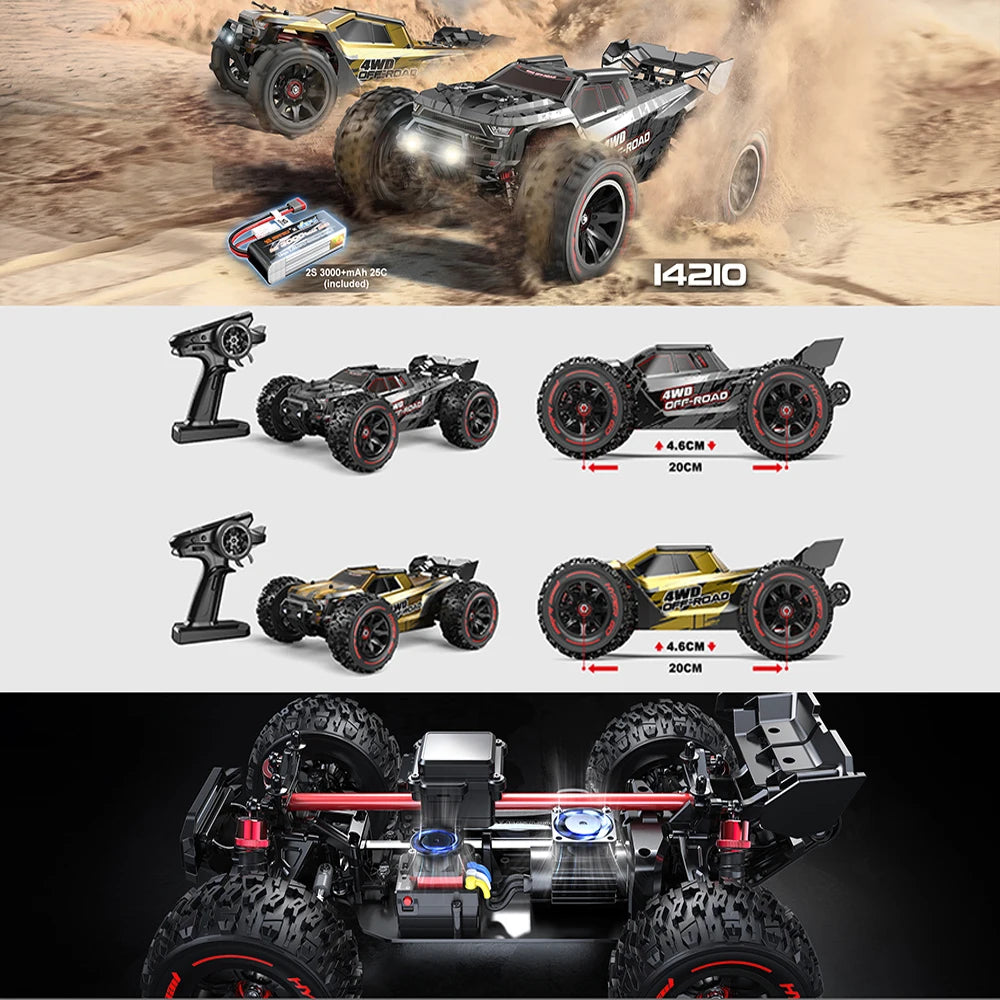 MJX 14210/14209 1:14 RC Car – 80KM/H Brushless 4WD High-Speed Off-Road Drift Monster Truck vs. WLtoys 144010