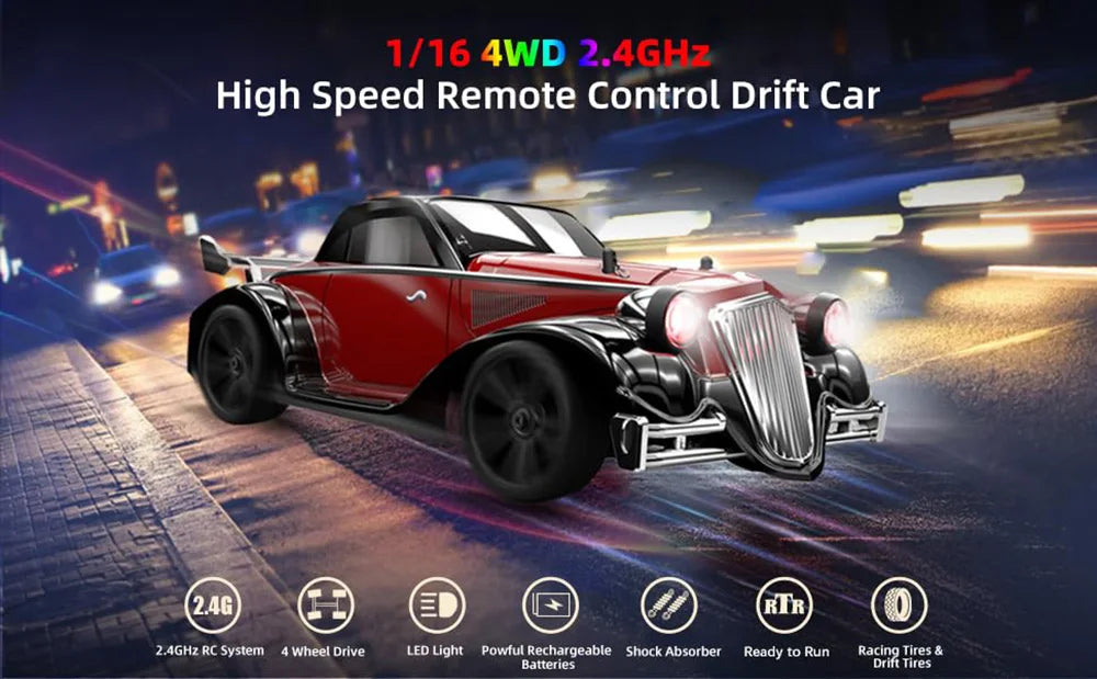 Q117 1:16 RC Drift Car – High-Speed Off-Road Racer with LED Lights vs. WLtoys 144001