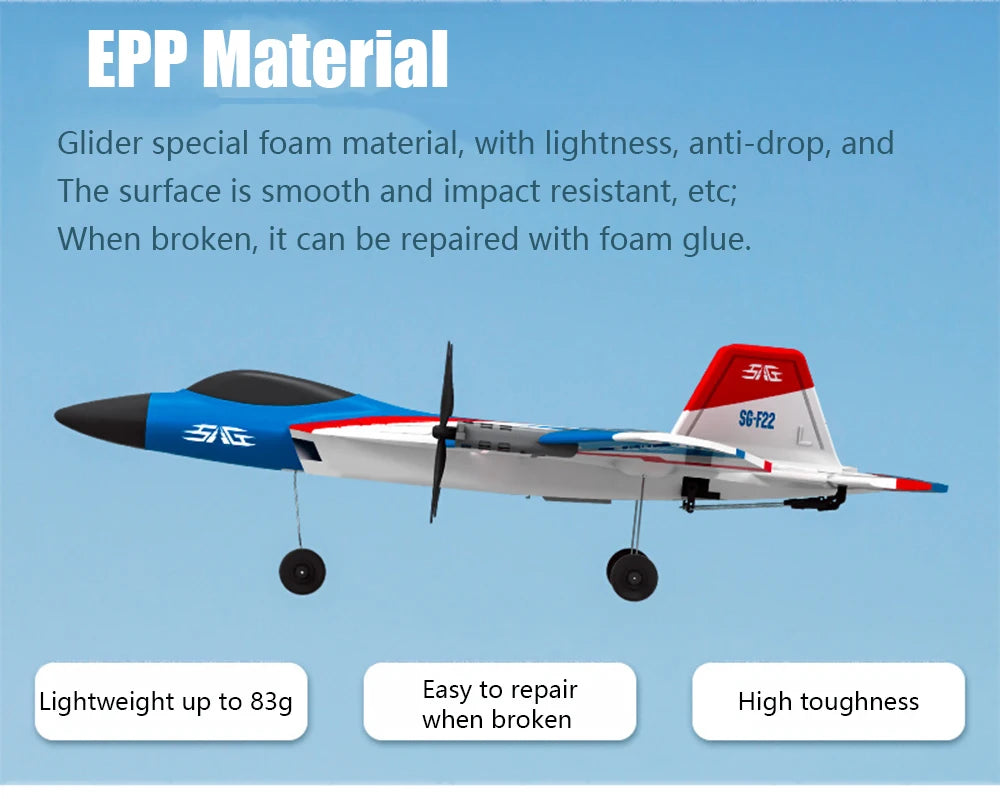 F22 RC Glider – 2.4G Radio Control 3D Stunt Plane, EPP Foam Airplane for Boys and Children