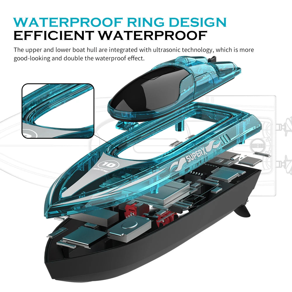 High-Speed V555 RC Boat – 2.4GHz 15KM/H Electric Racing Speedboat with LED Light, Remote Control Model vs WLtoys WL917