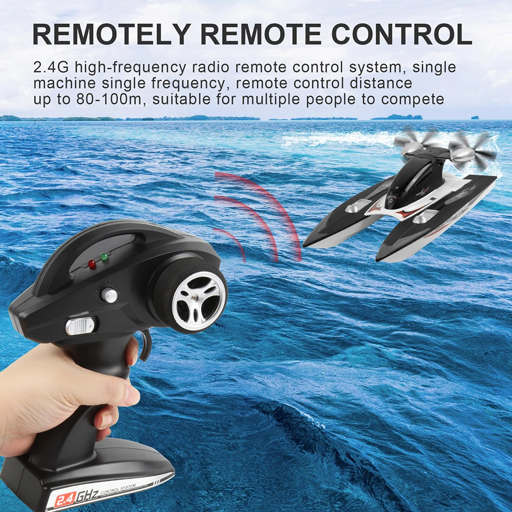 RC Boat 30 KM/H – 2.4G High-Speed Waterproof Jet Boat, Electric Radio Remote Control Toy for Boys