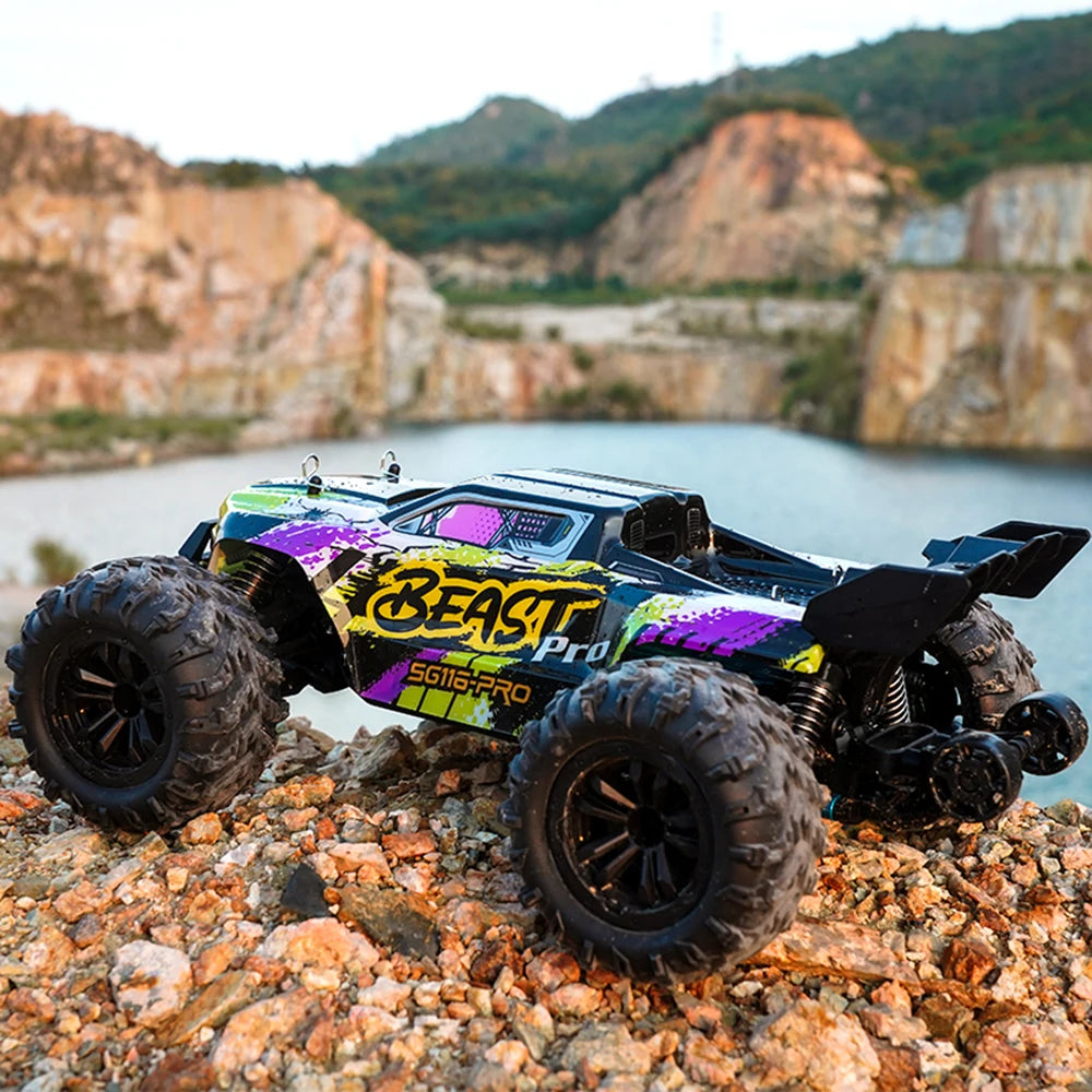 1:16 ZLL SG116MAX RC Car – 80KM/H 4WD High-Speed Off-Road Drift Monster Truck with LED Lights, Remote Control vs WLtoys 144001