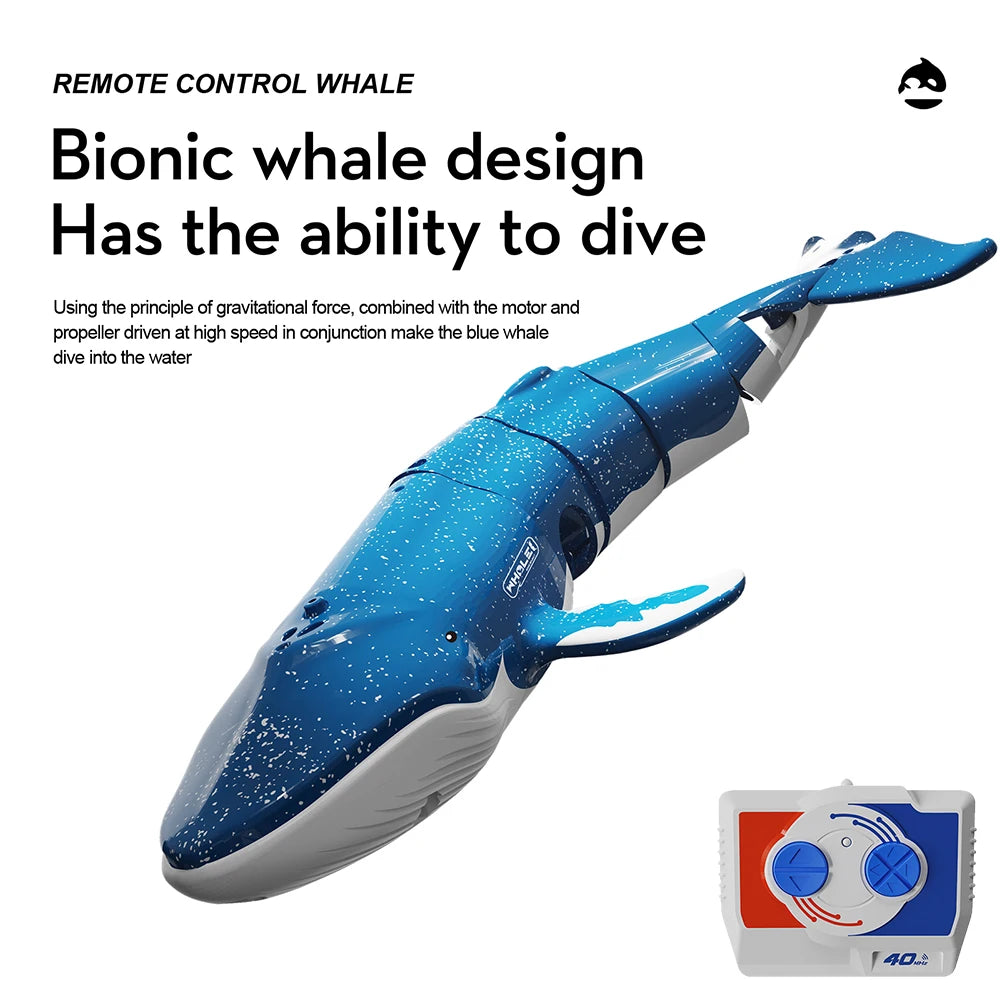 LS-B4 RC Boat Simulation Whale Remote Control  Submarine Waterproof Diving Toy Simulation Model Gift for Kids Boys Girls Gift