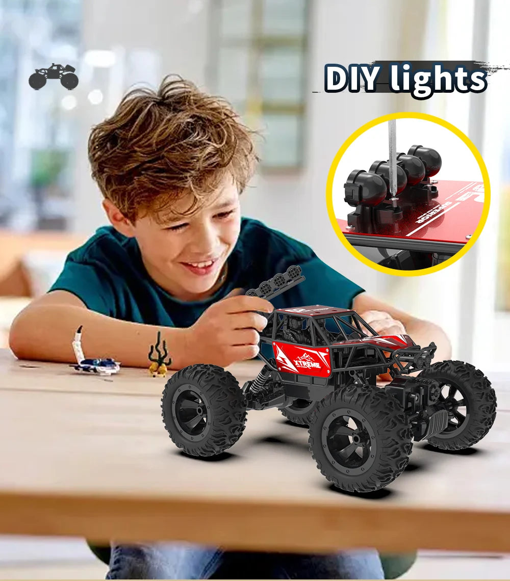 Q145 4WD RC Car – Off-Road Buggy with LED Lights and 2.4G Radio Remote Control, Perfect Toy for Boys and Children