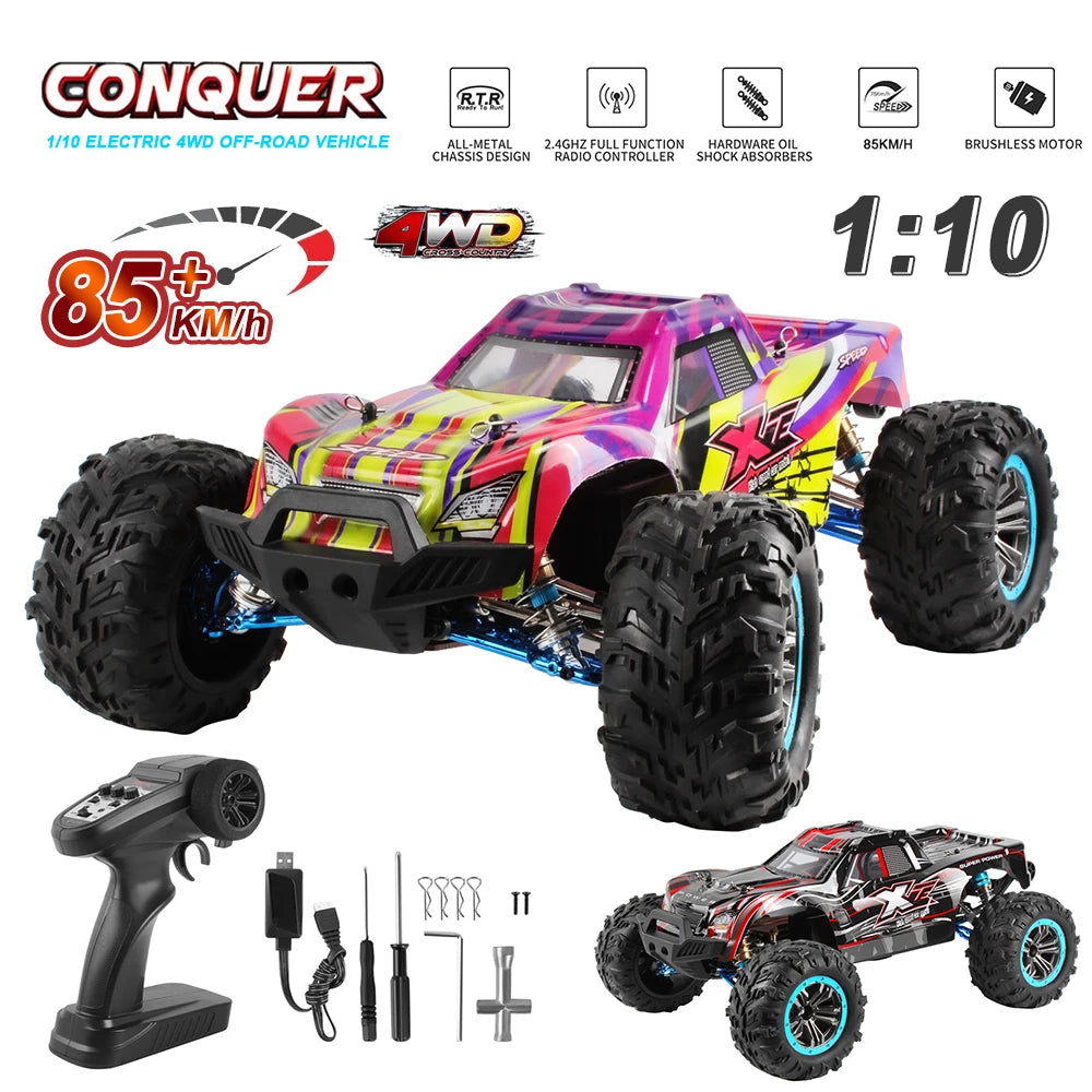 80KM/H XLF F22A RC Car – 1:10 4WD Brushless Motor Monster Truck with 2.4G Remote Control and All-Metal Undercarriage