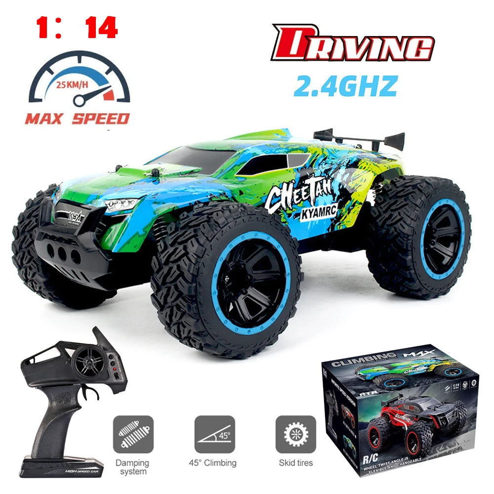 2.4G RC Car 1:14 Scale – Off-Road Remote Control Monster Truck, Battery-Powered Crawler Toy for Boys