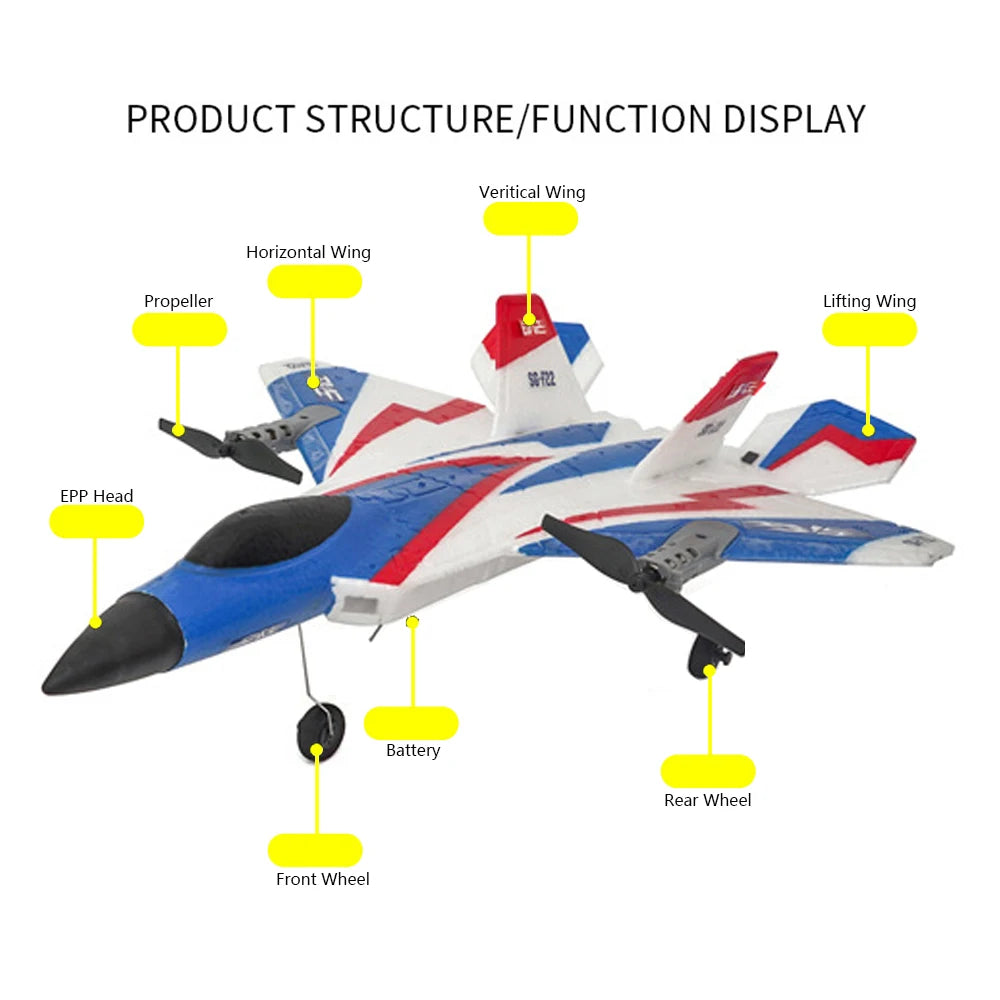 F22 RC Glider – 2.4G Radio Control 3D Stunt Plane, EPP Foam Airplane for Boys and Children