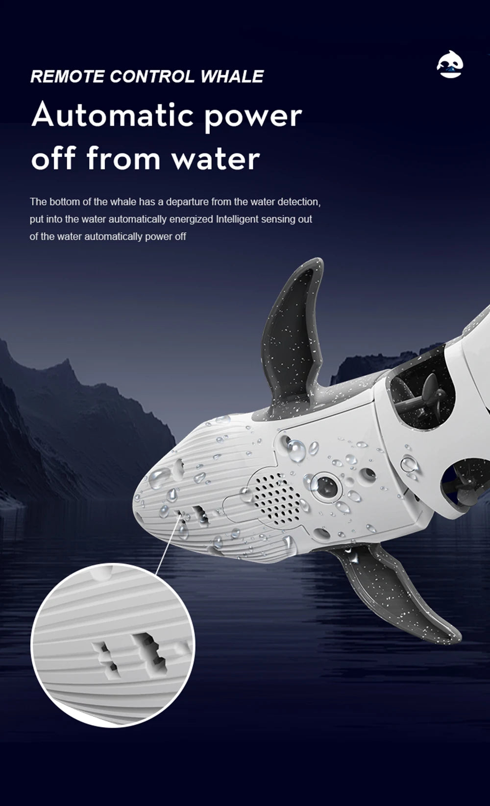 LS-B4 RC Boat Simulation Whale Remote Control  Submarine Waterproof Diving Toy Simulation Model Gift for Kids Boys Girls Gift