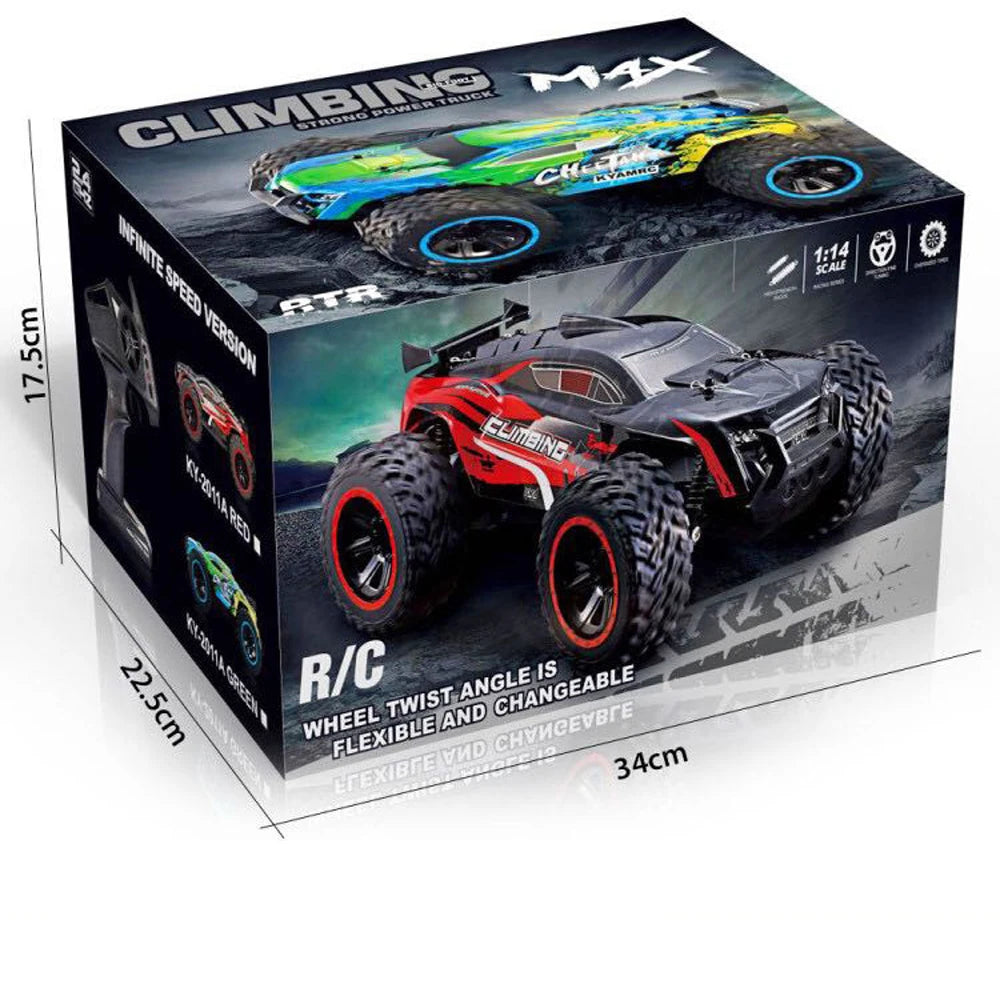 2.4G RC Car 1:14 Scale – Off-Road Remote Control Monster Truck, Battery-Powered Crawler Toy for Boys