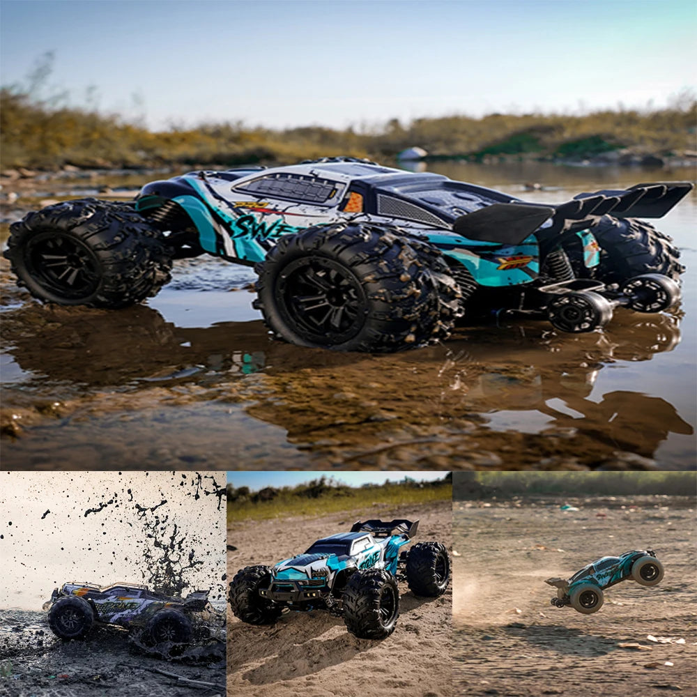 High-Speed 1:16 RC Car – 70KM/H 4WD Off-Road Car with LED Lights, 2.4G Radio Remote Control, Brushless Motor, for Kids