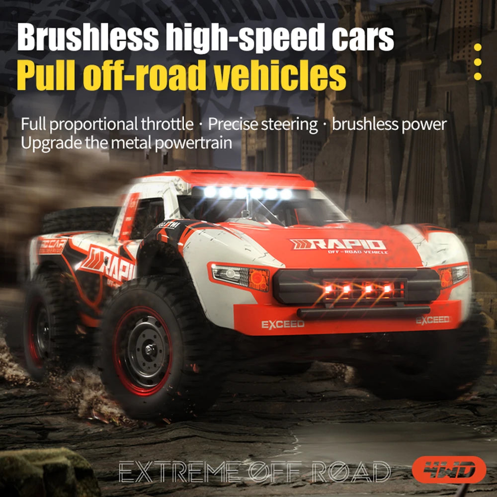 Q130 1:14 RC Car – 70KM/H 4WD High-Speed Drift Monster Truck with Light and Brushless Motor, Remote Control Car for Adults and Kids