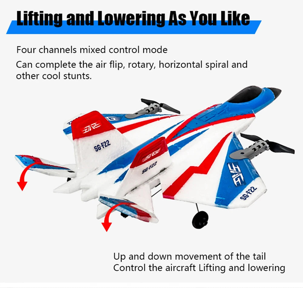 F22 RC Glider – 2.4G Radio Control 3D Stunt Plane, EPP Foam Airplane for Boys and Children