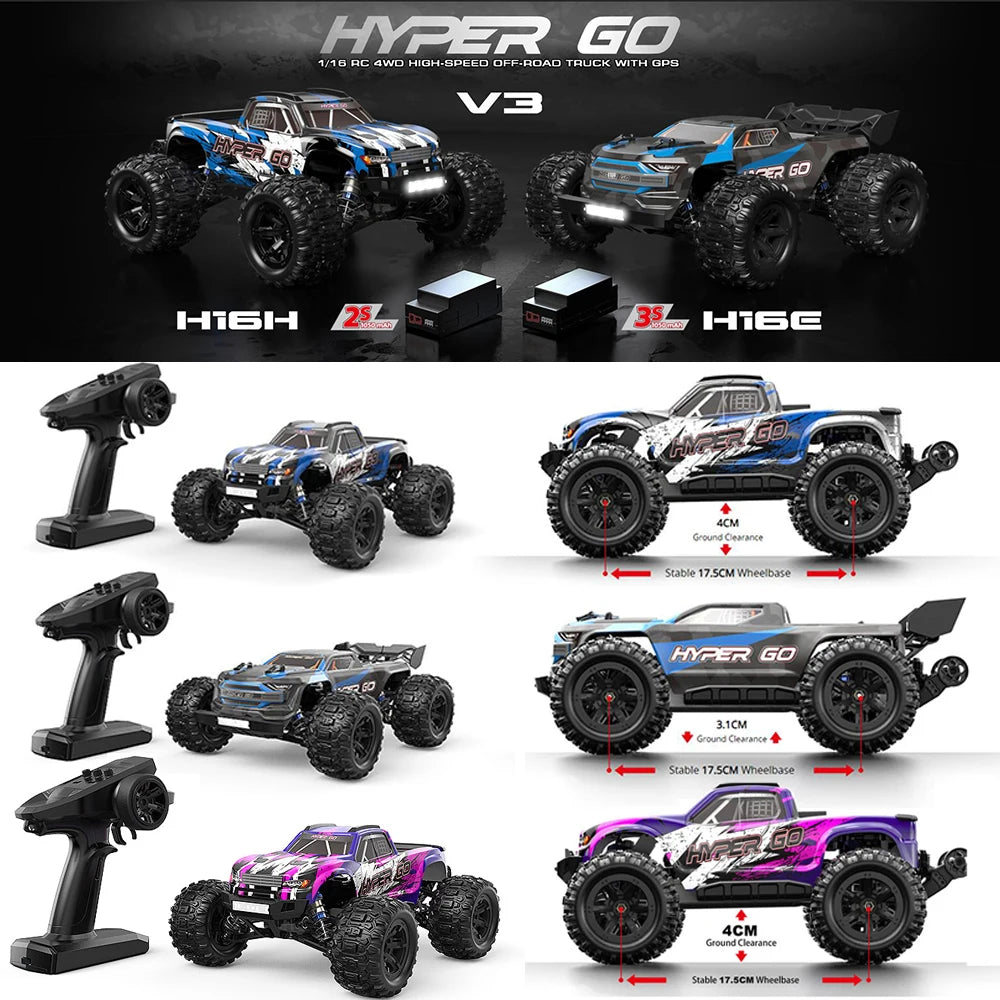 MJX Hyper Go H16H/H16E GPS RC Car – 45KM/H 1:16 4WD High-Speed Off-Road Drift Monster Truck vs. WLtoys 144010
High-Speed MJX Hyper Go H16H/H1