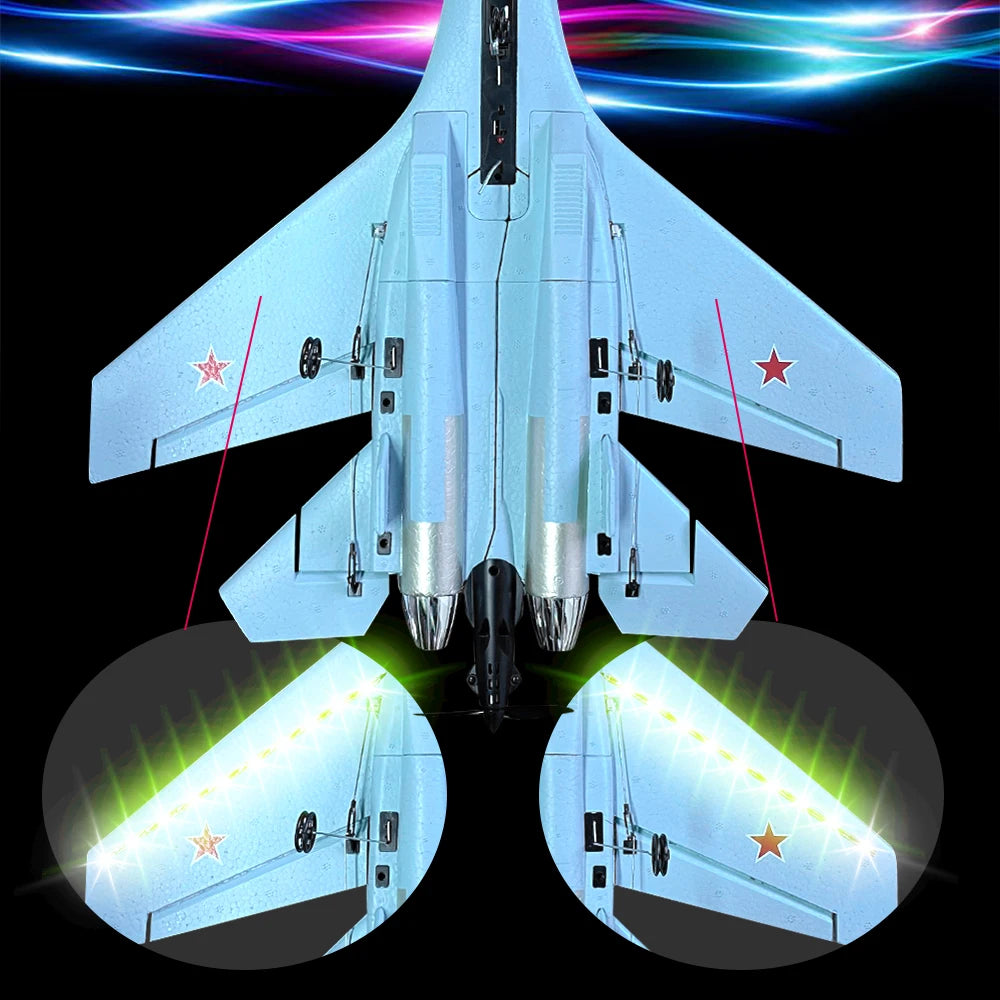 SU-35 RC Airplane – 52.5CM 2.4G Remote Control Glider with LED Lights, 6D Inverted Flight Stunts, EPP Foam Aircraft