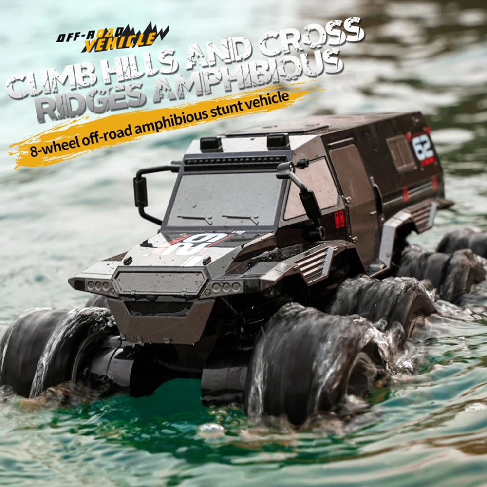 Q137 8WD Amphibious RC Truck – 2.4G Waterproof Remote Control Off-Road Climbing Vehicle for Children