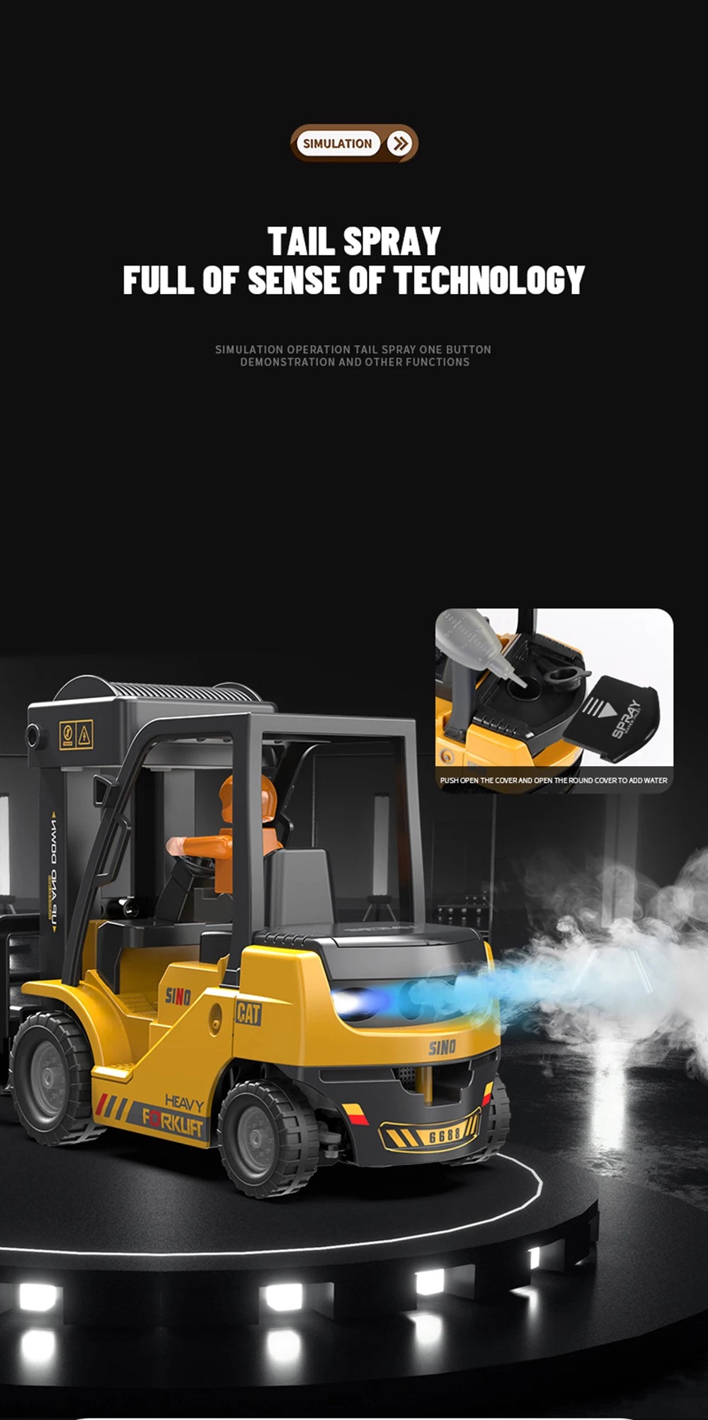 1:24 RC Forklift – 2.4G Remote Control Car Toy for Boys, Electric RC Construction Truck with Radio Control Cranes