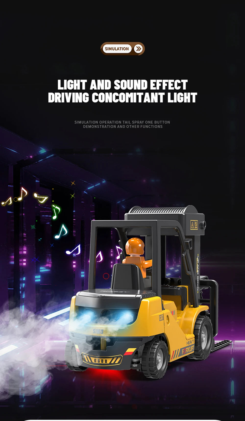 1:24 RC Forklift – 2.4G Remote Control Car Toy for Boys, Electric RC Construction Truck with Radio Control Cranes