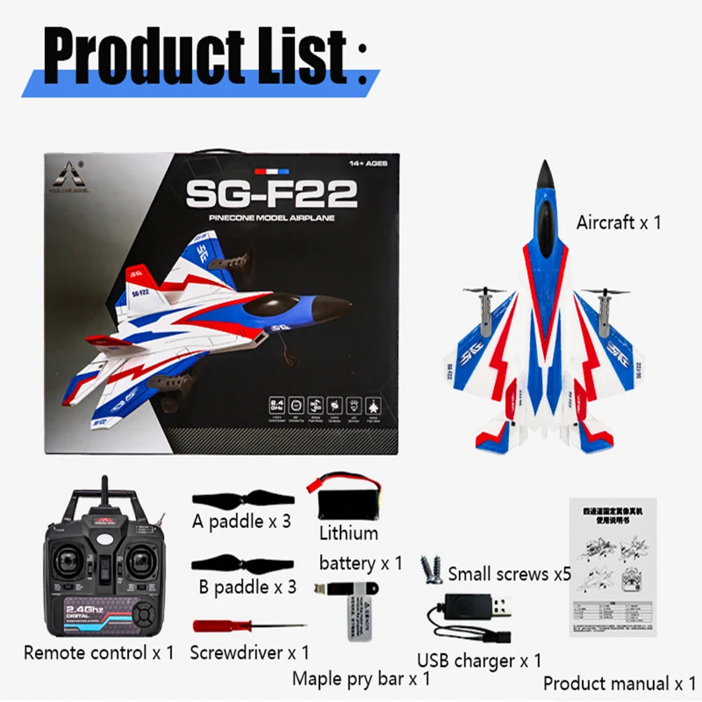 F22 RC Glider – 2.4G Radio Control 3D Stunt Plane, EPP Foam Airplane for Boys and Children