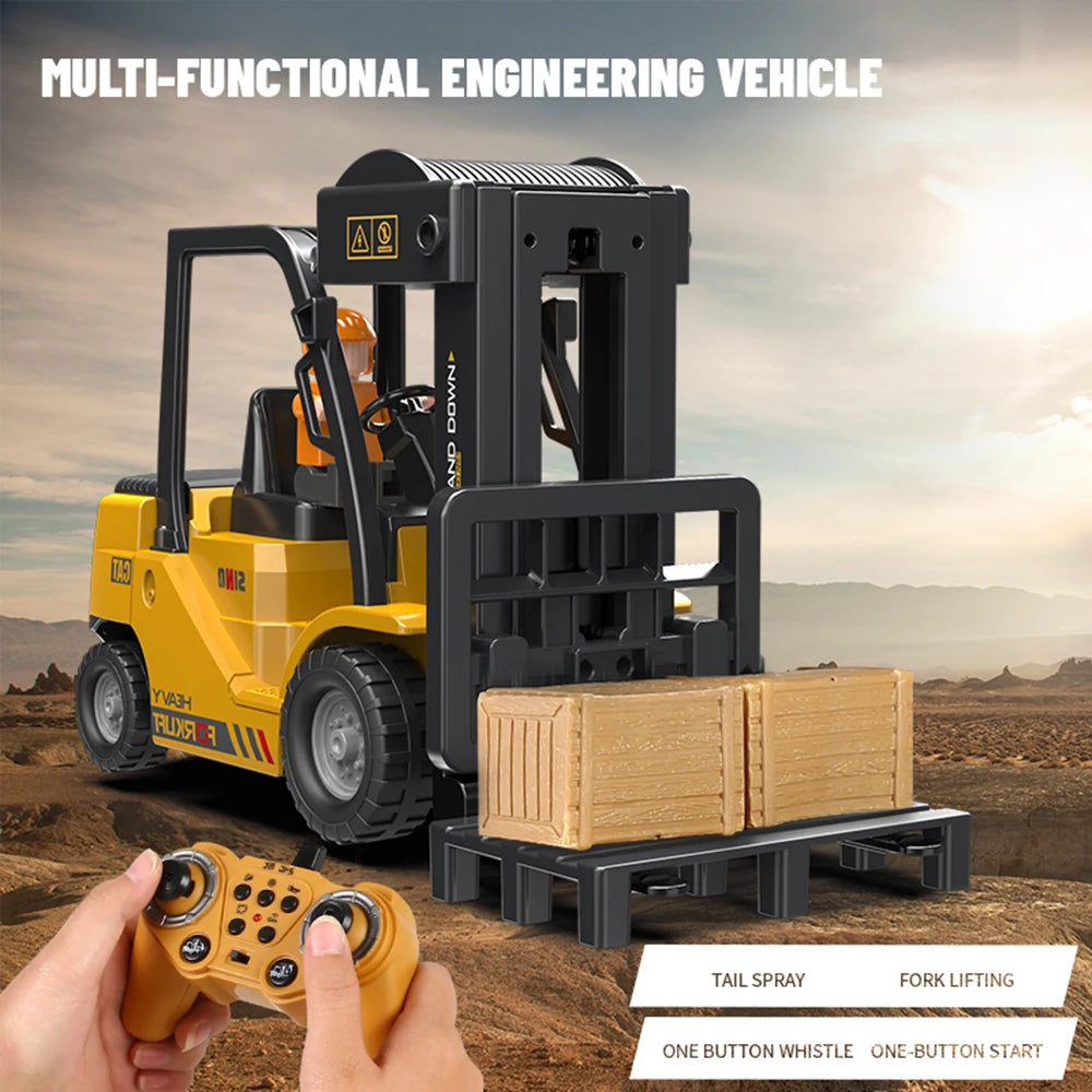 1:24 RC Forklift – 2.4G Remote Control Car Toy for Boys, Electric RC Construction Truck with Radio Control Cranes