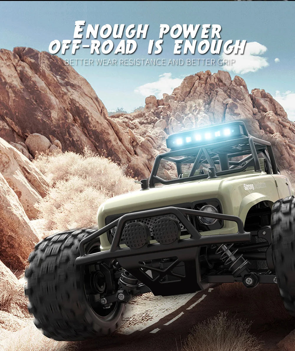 1:18 Scale Off-Road RC Car – 40KM/H High-Speed Rock Crawler with LED Lights, 4WD 2.4GHz Remote Control Monster Truck Toy