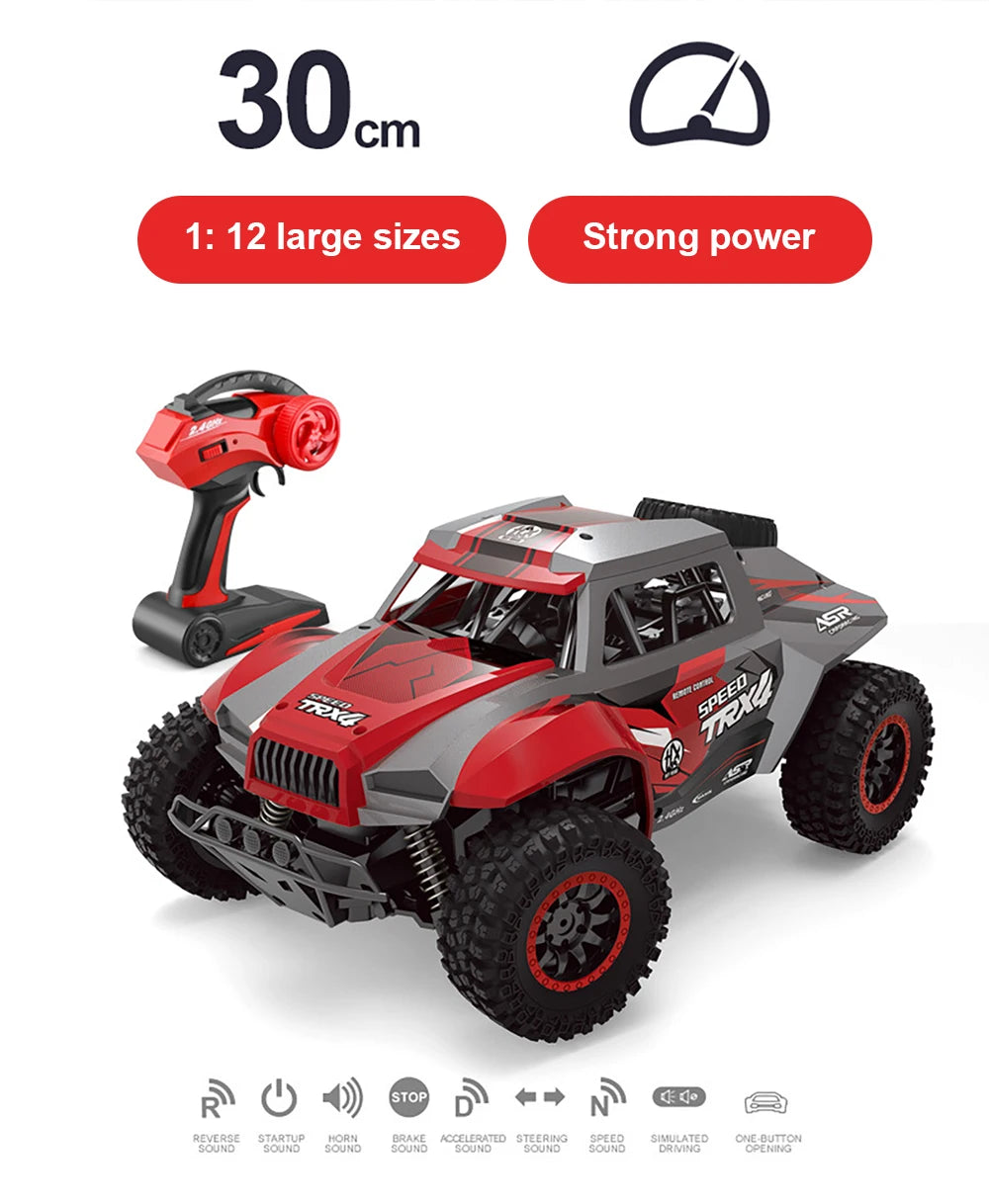 1:12 Scale RC Car – 2WD High-Speed All-Terrain Electric Toy with Rechargeable Battery for Kids and Adults