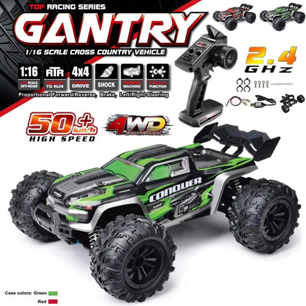 2024 New 1:16 Scale RC Cars – 50KM/H High-Speed Off-Road Monster Truck, 2.4G 4WD Remote Control Car Toys for Boys