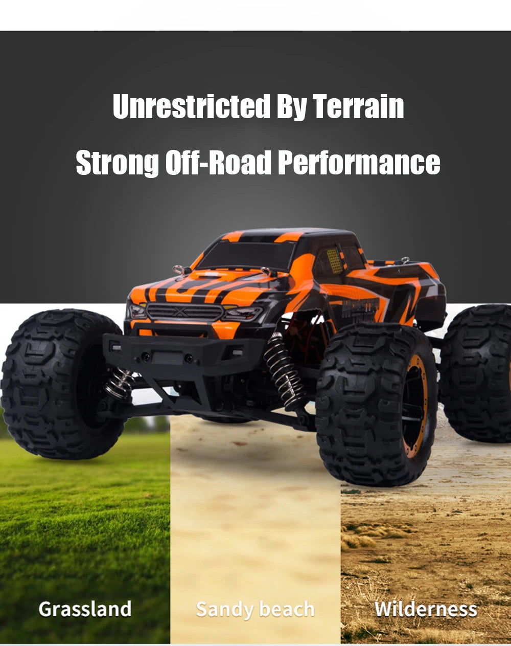 4WD 1:16 RC Car – Off-Road Buggy with LED Lights and 2.4G Remote for Boys and Children