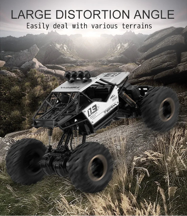 High-Performance 1:16 RC Rock Crawler – 4WD Off-Road Truck with LED Lights and Remote Control vs. WLtoys