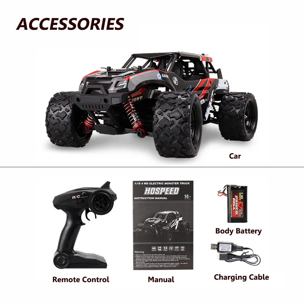 1:18 4WD Remote Control Car – 2.4GHz High-Speed Racing All-Terrain Off-Road Truck, Perfect Toy for Children’s Gifts