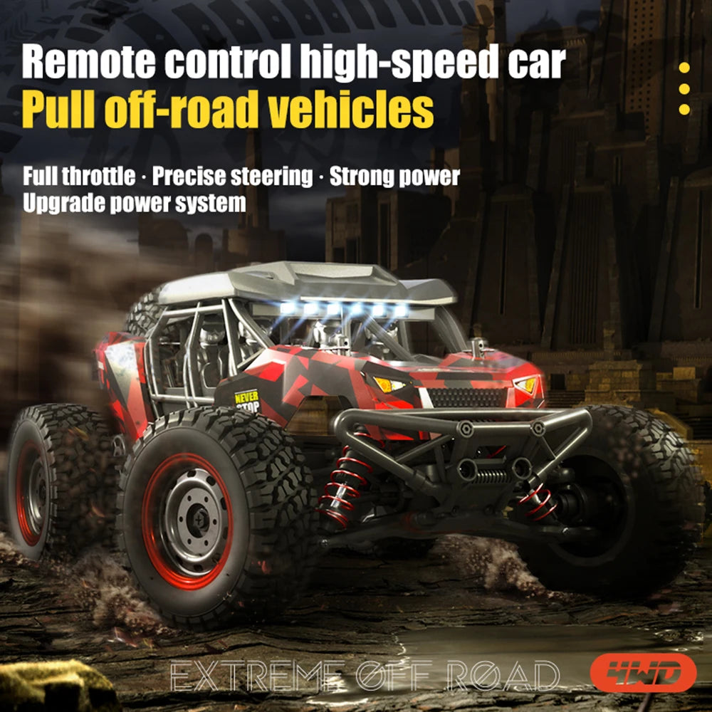 50KM/H 1:16 16106 RC Car – 4WD High-Speed Remote Control Off-Road Monster Truck with LED Lights for Kids