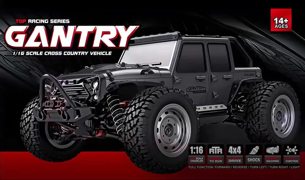 1:16 38KM/H RTR Version RC Car – 4WD High-Speed Off-Road Rock Crawler with LED Lights and 2.4G Remote Control