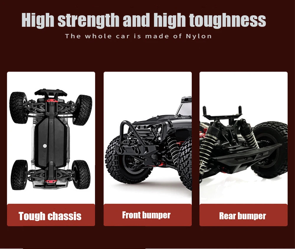 1:16 38KM/H RTR Version RC Car – 4WD High-Speed Off-Road Rock Crawler with LED Lights and 2.4G Remote Control