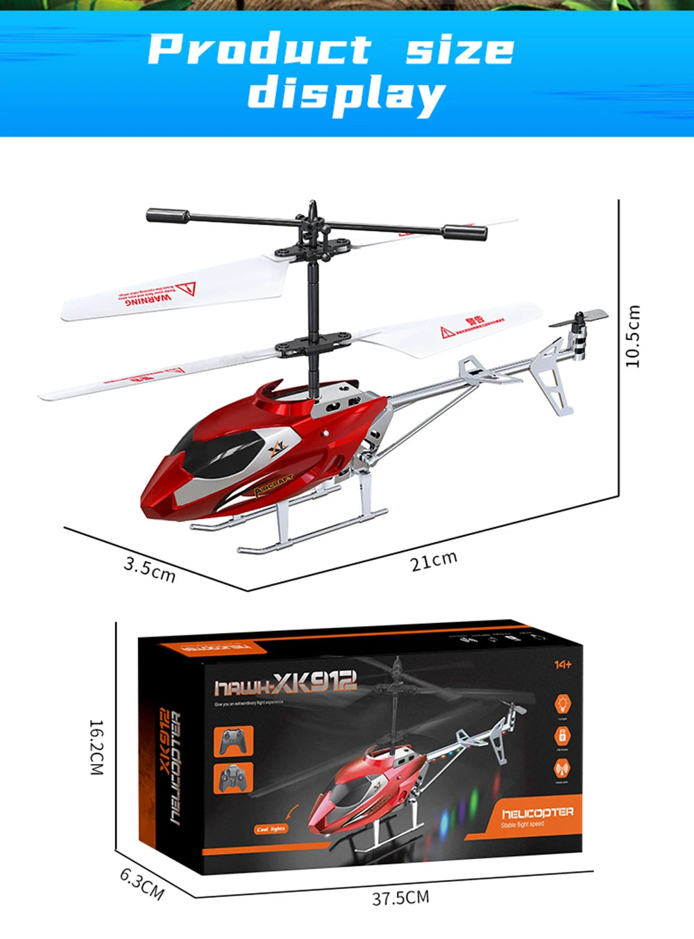 XK912 RC Helicopter – 2.5CH Infrared Remote Control with Light, Alloy Aircraft Toy for Children