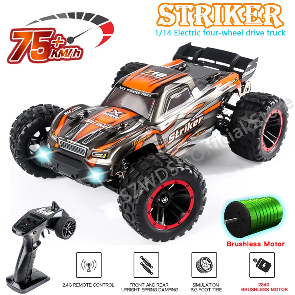 HBX 2105A T10 1:14 RC Monster Truck – 75KM/H 4WD Brushless High-Speed Drift Car for Kids vs Wltoys 144001