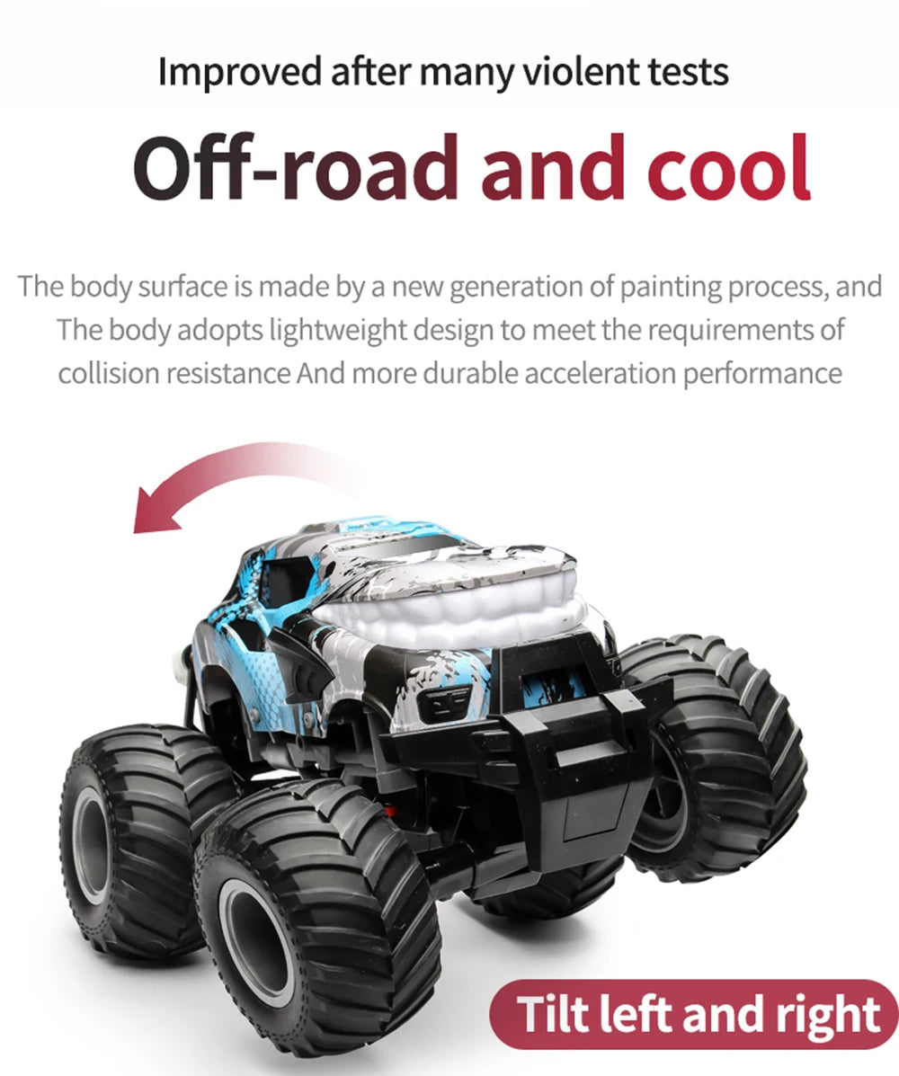 360° Spin Dancing 2WD RC Car – Off-Road Stunt Vehicle with Spray and LED Lights, Drift Monster Truck for Children